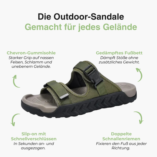 Herren Outdoor Slide Sandalen – Verstellbare Riemen – Rutschfeste Sohle