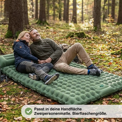 Aufblasbare Doppel-Campingmatte – Strapazierfähig – integriertem Kissen & Fußpumpe