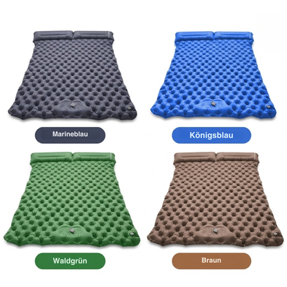 Aufblasbare Doppel-Campingmatte – Strapazierfähig – integriertem Kissen & Fußpumpe