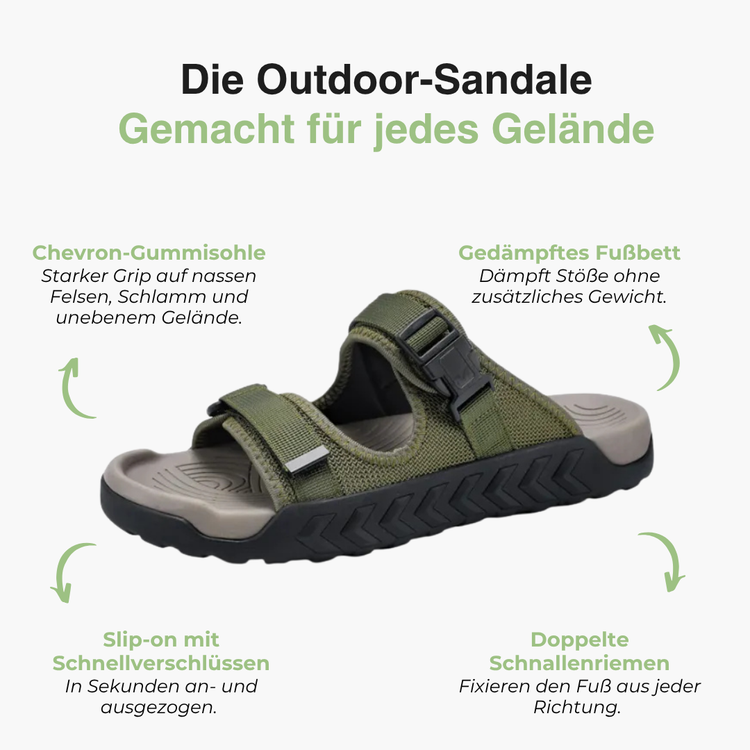 Herren Outdoor Slide Sandalen – Verstellbare Riemen – Rutschfeste Sohle