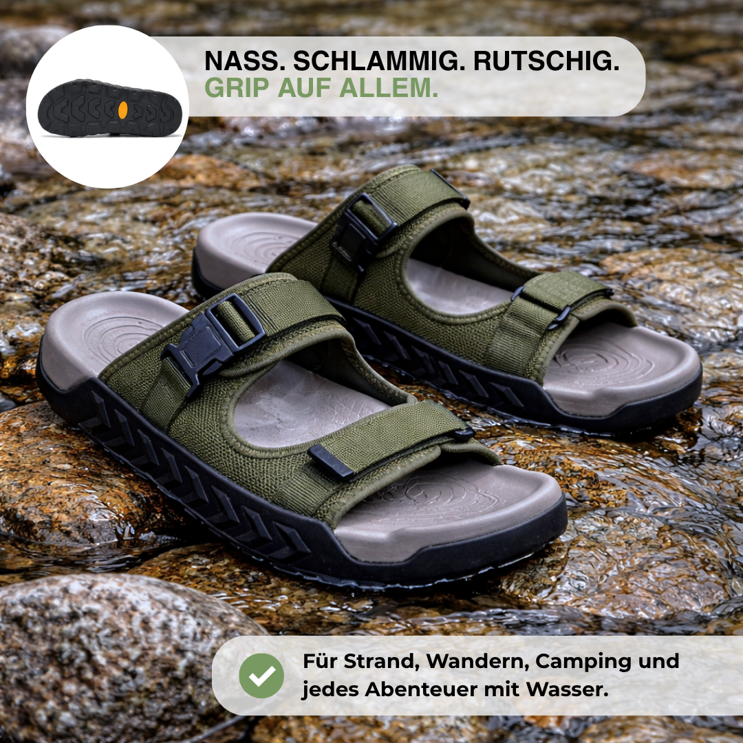 Herren Outdoor Slide Sandalen – Verstellbare Riemen – Rutschfeste Sohle