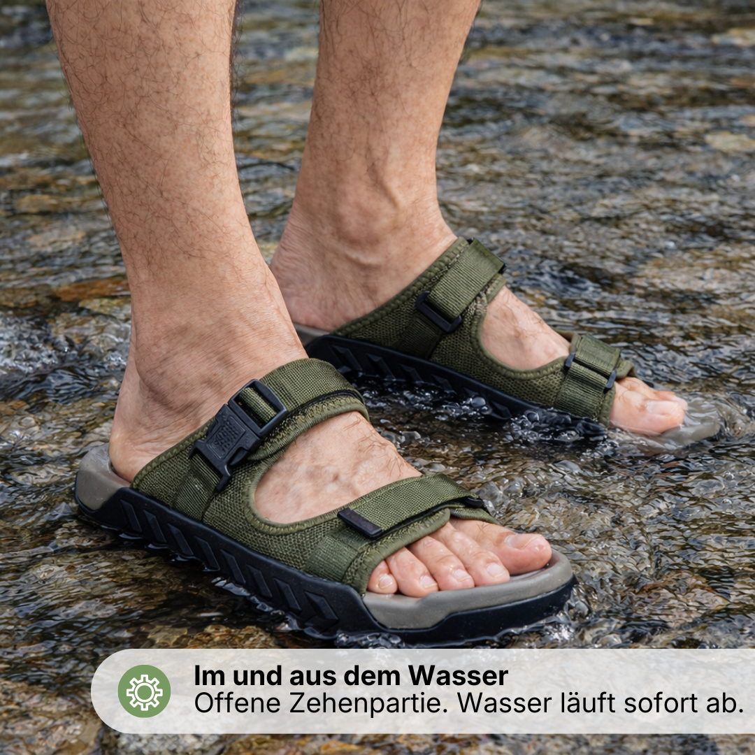 Herren Outdoor Slide Sandalen – Verstellbare Riemen – Rutschfeste Sohle