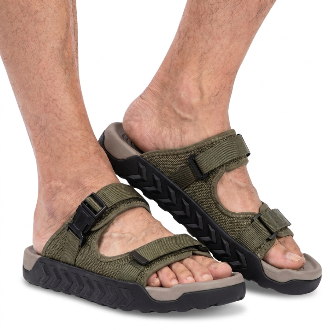 Herren Outdoor Slide Sandalen – Verstellbare Riemen – Rutschfeste Sohle