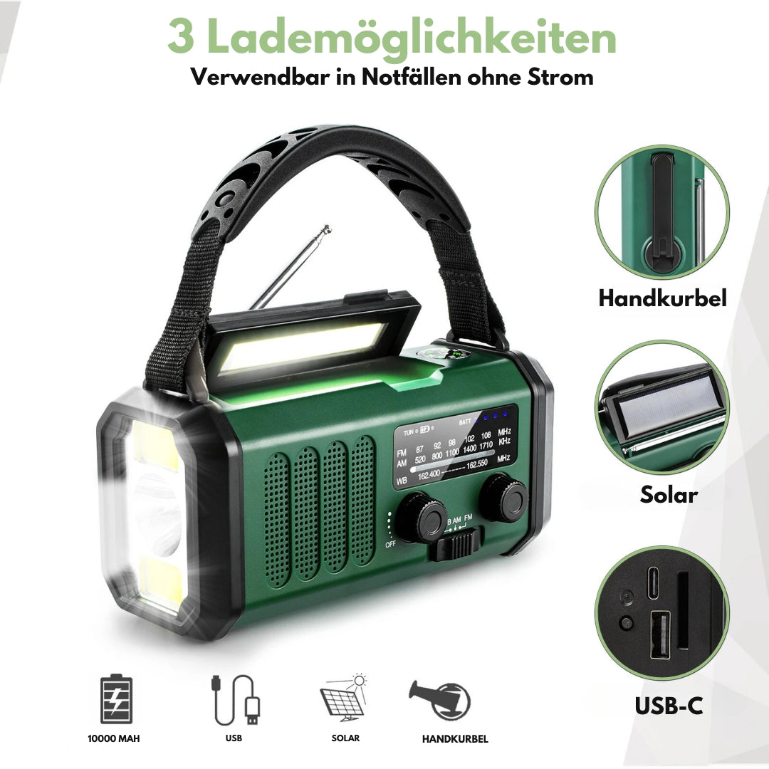 Professionelles Notfallradio – Solar & Handkurbel – #1 bei Notfällen
