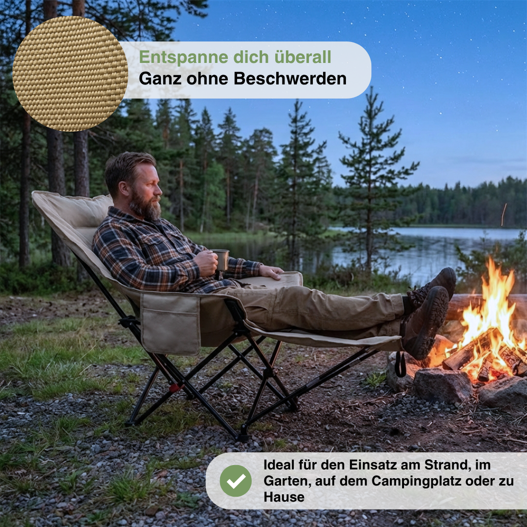 Verstellbarer Campingstuhl – Klappbar – Mit Fußstütze